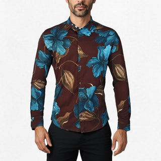 Camicia Fiori Grandi Bordeaux